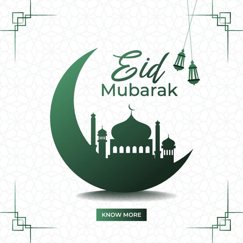 eid mubarak fondo islámico banner mezquita patrón ilustración vector