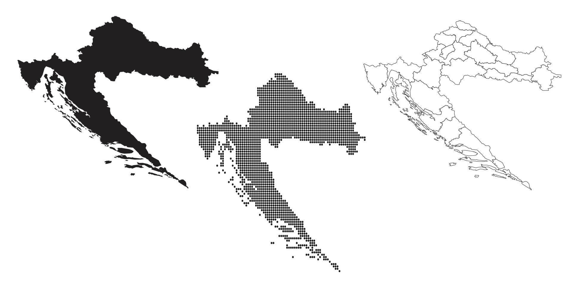 mapa de croacia aislado en un fondo blanco. vector