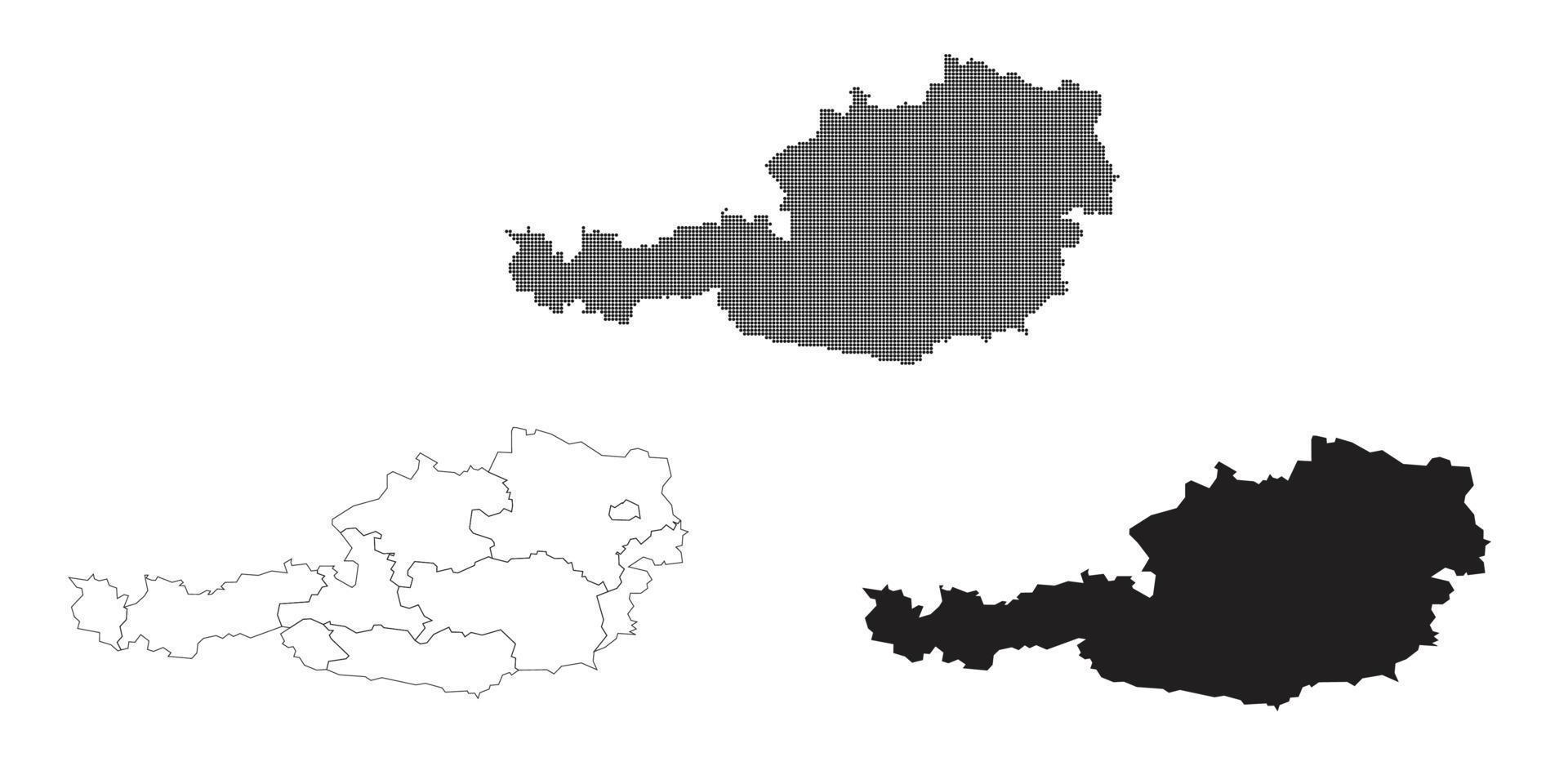 mapa de Austria aislado en un fondo blanco. vector