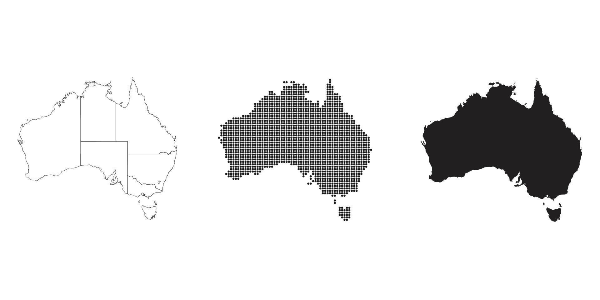 mapa de australia aislado en un fondo blanco. vector