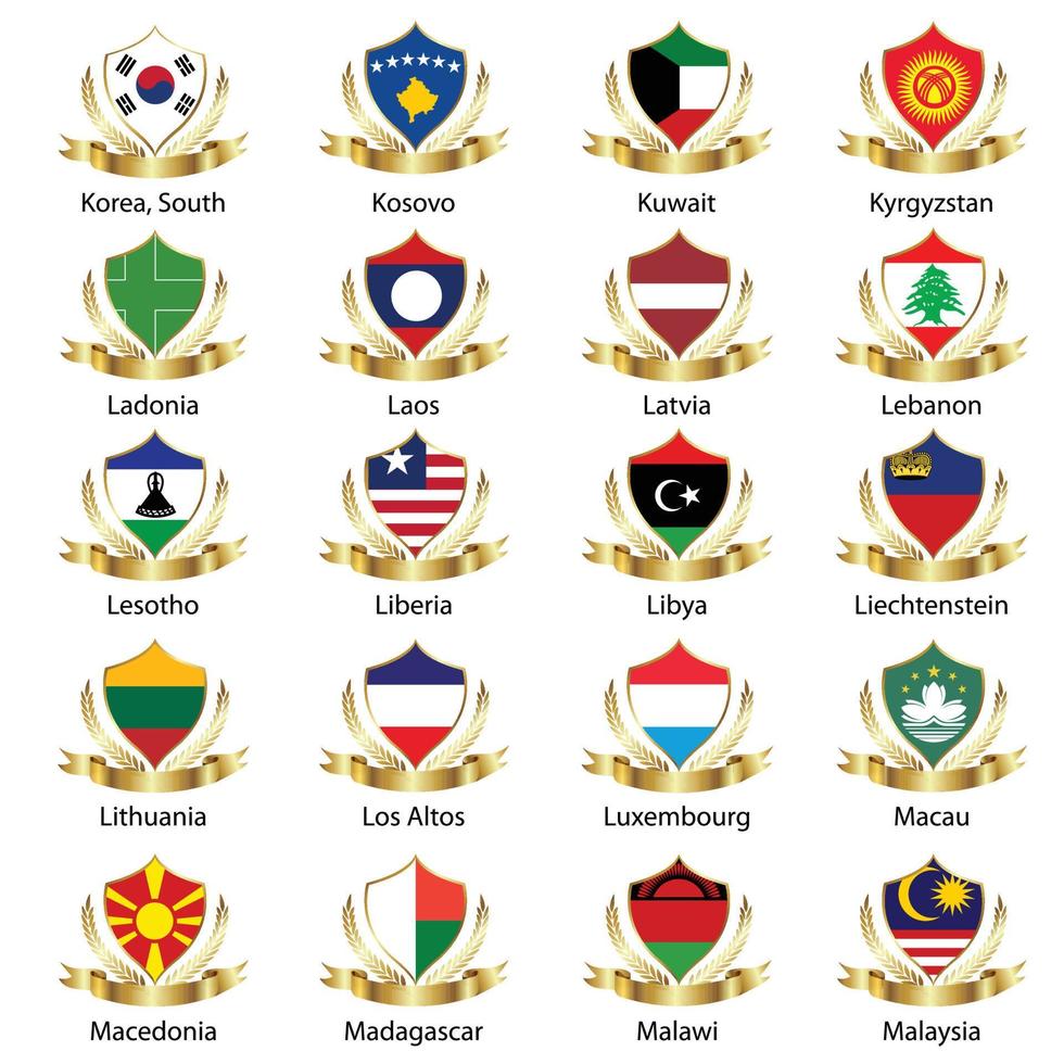 flags Isolated world flag. Isolated on white background. Vector illustration.