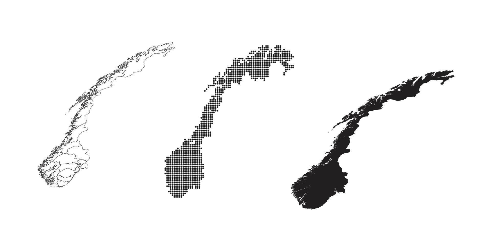 mapa de noruega aislado en un fondo blanco. vector