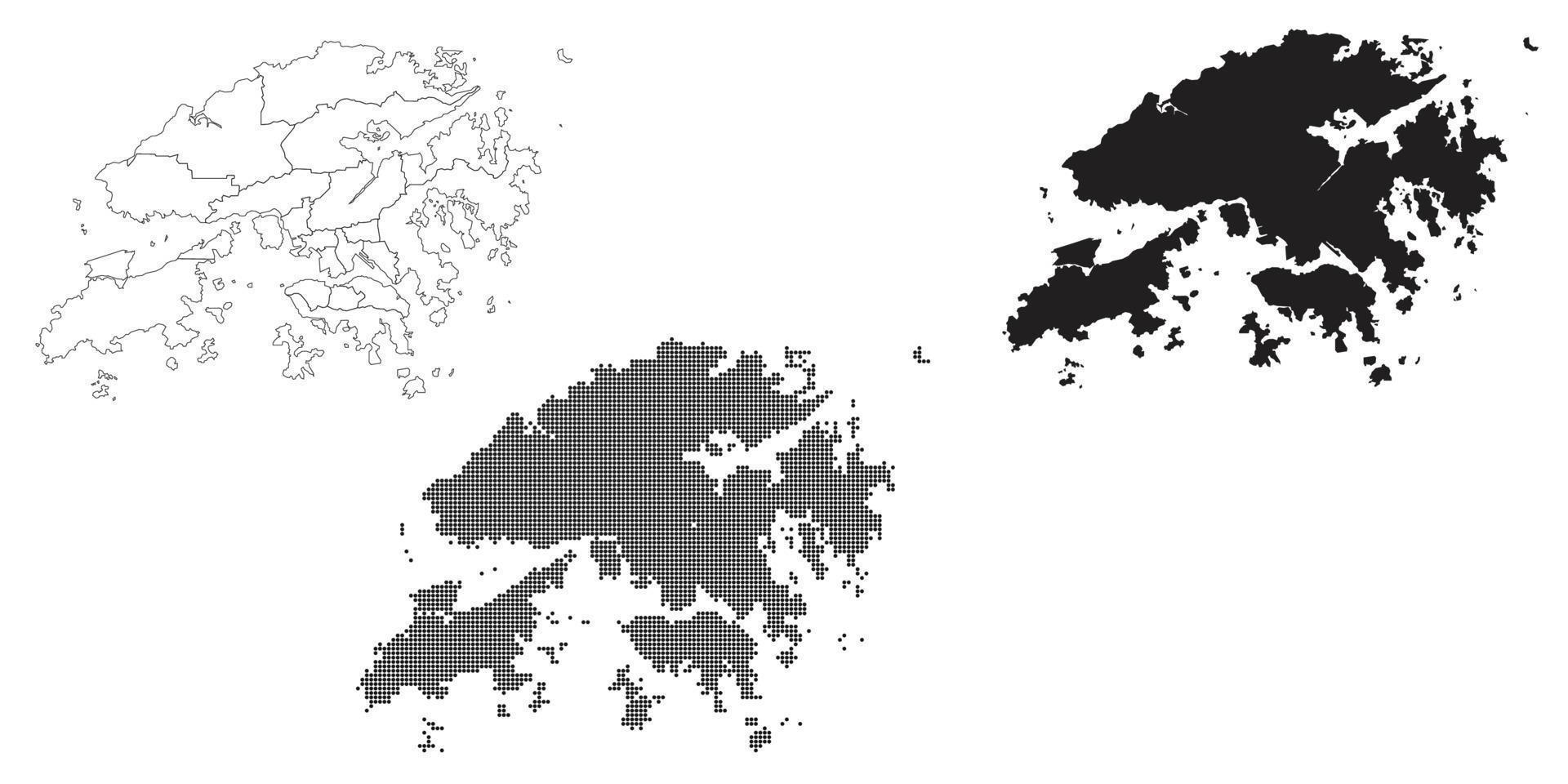 mapa de hong kong aislado en un fondo blanco. vector