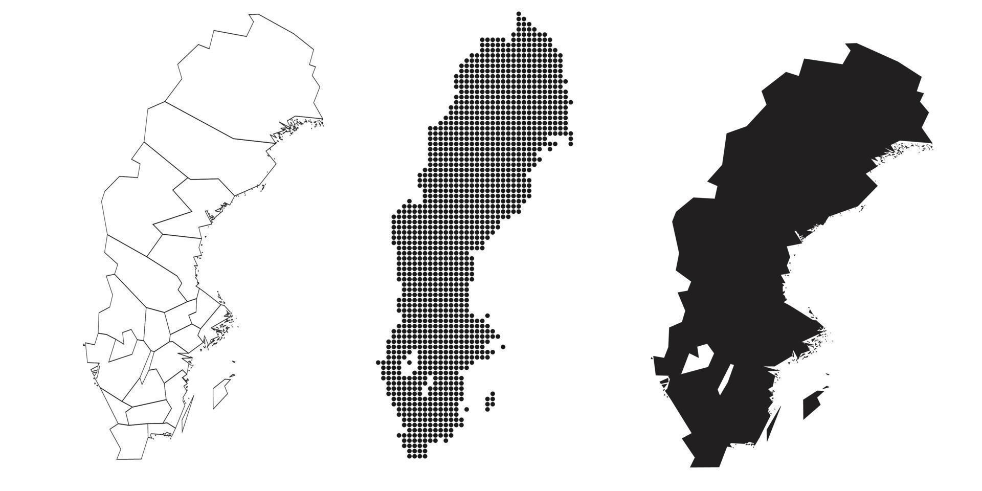 Mapa de Suecia aislado en un fondo blanco. vector
