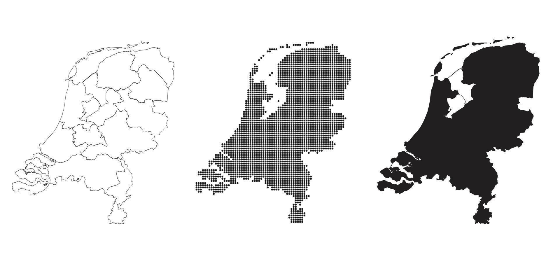 mapa de países bajos aislado en un fondo blanco. vector