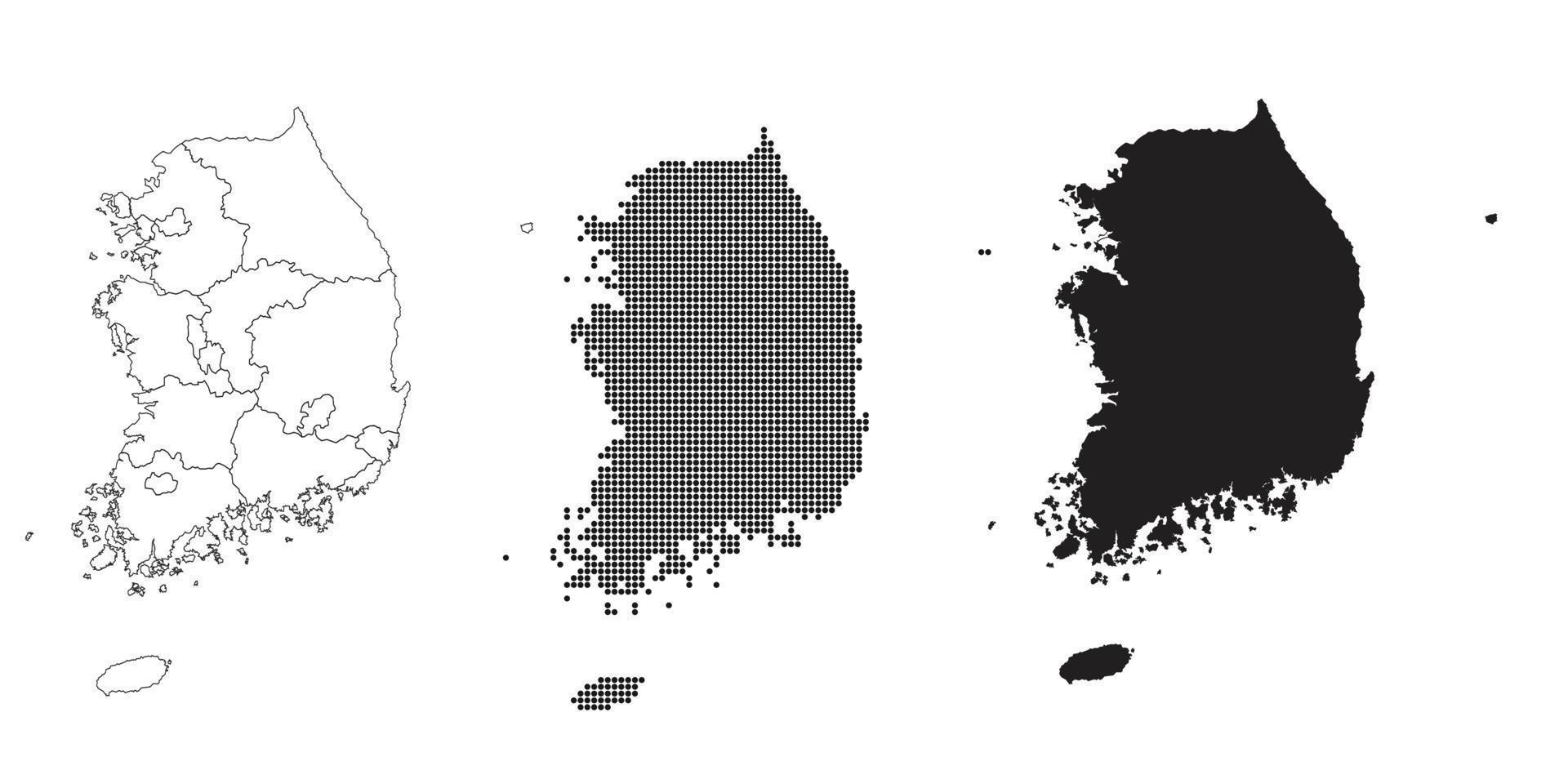 mapa de corea del sur aislado en un fondo blanco. vector