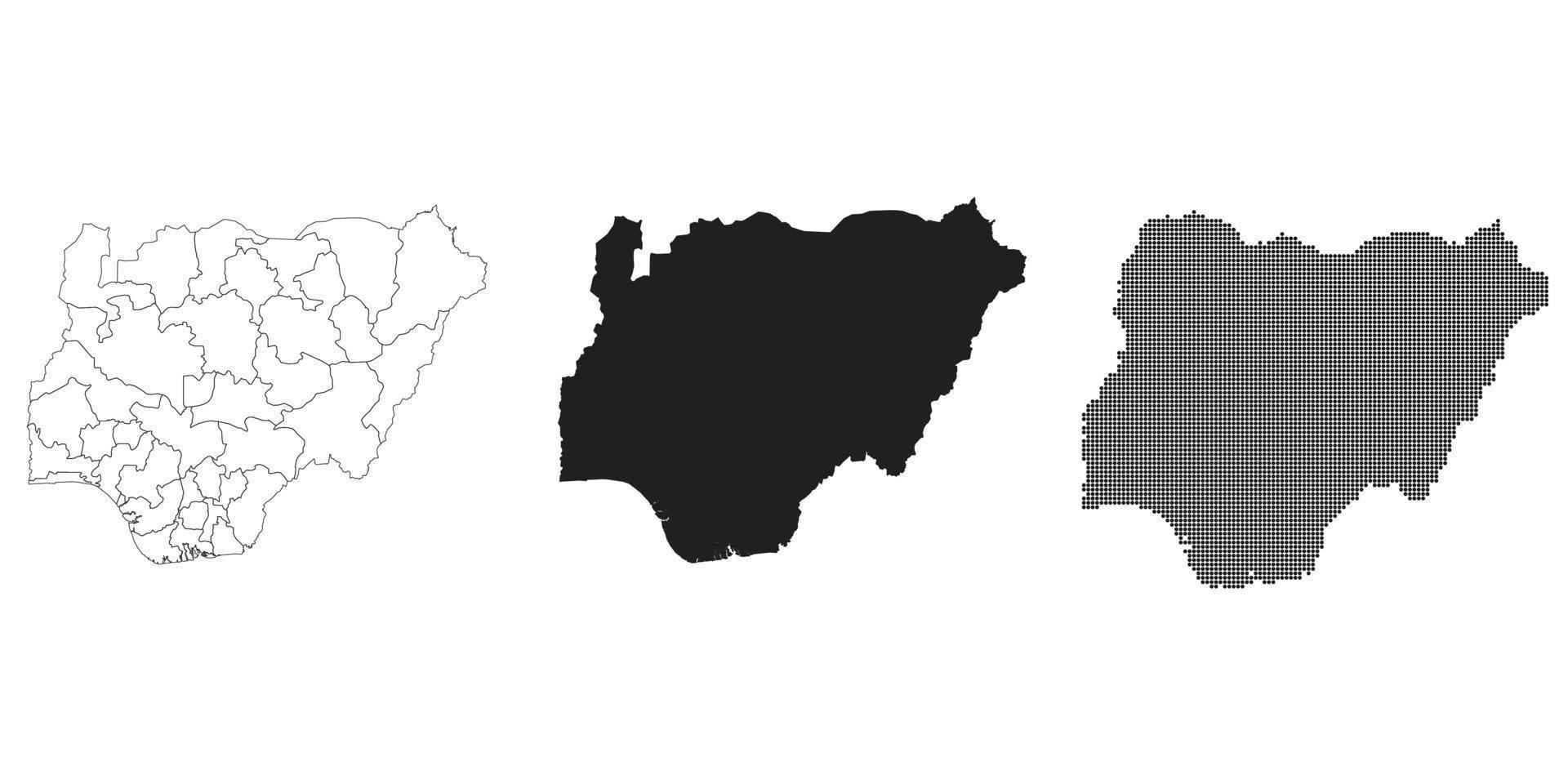 mapa de nigeria aislado en un fondo blanco. vector