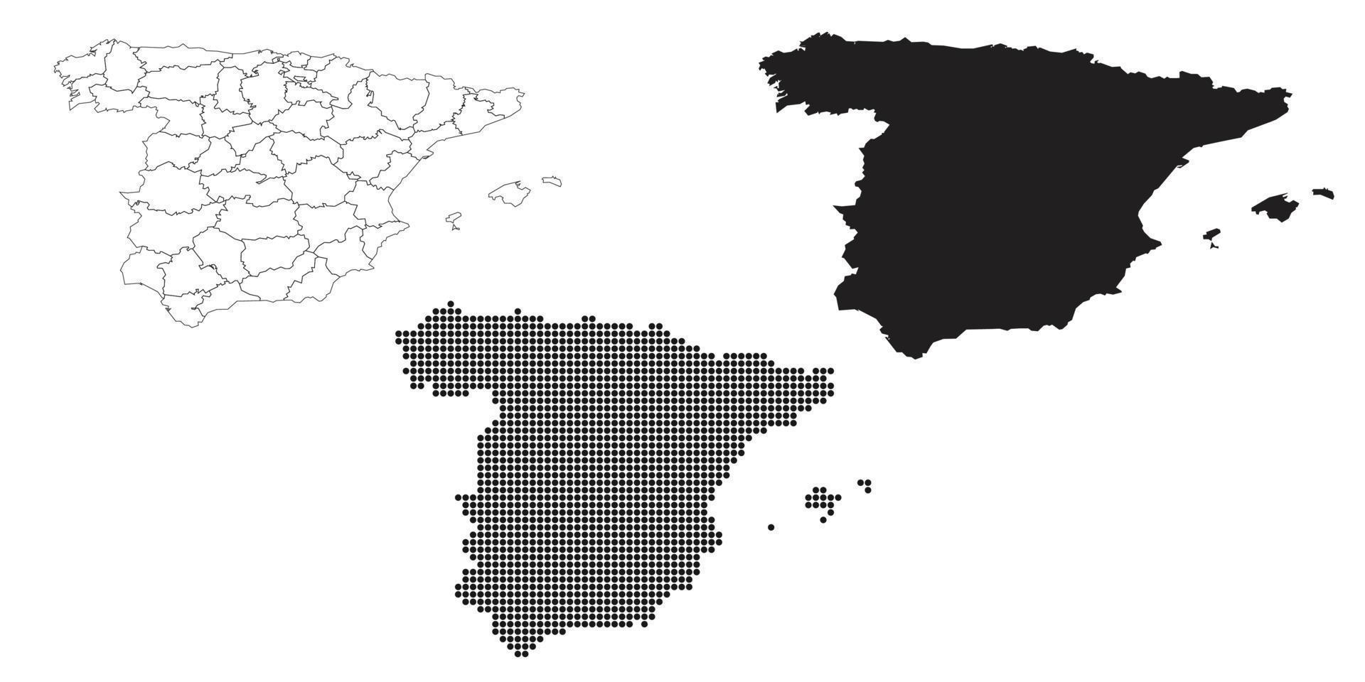 mapa español aislado en un fondo blanco. vector
