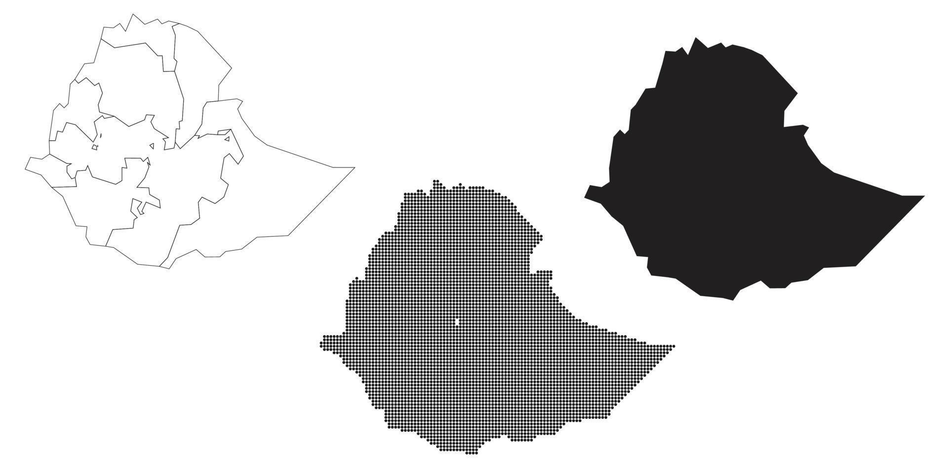 mapa de etiopía aislado en un fondo blanco. vector