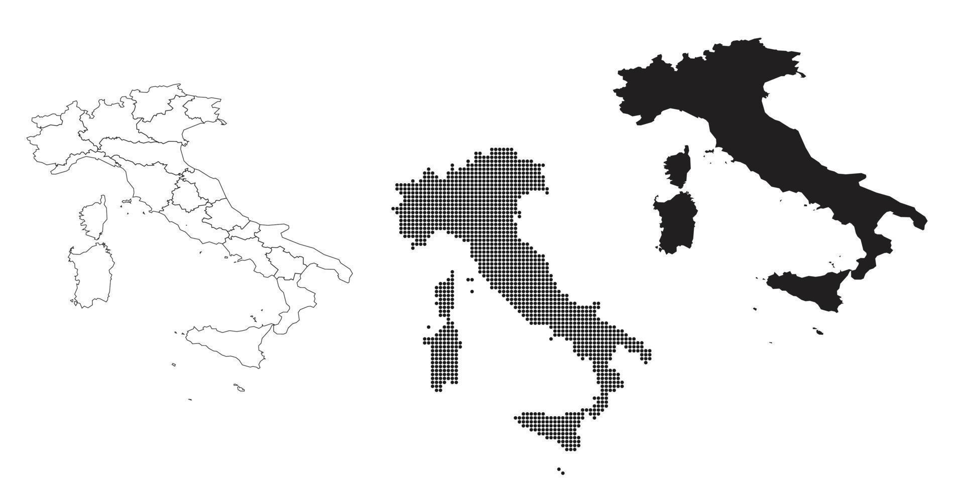 mapa de italia aislado en un fondo blanco. vector