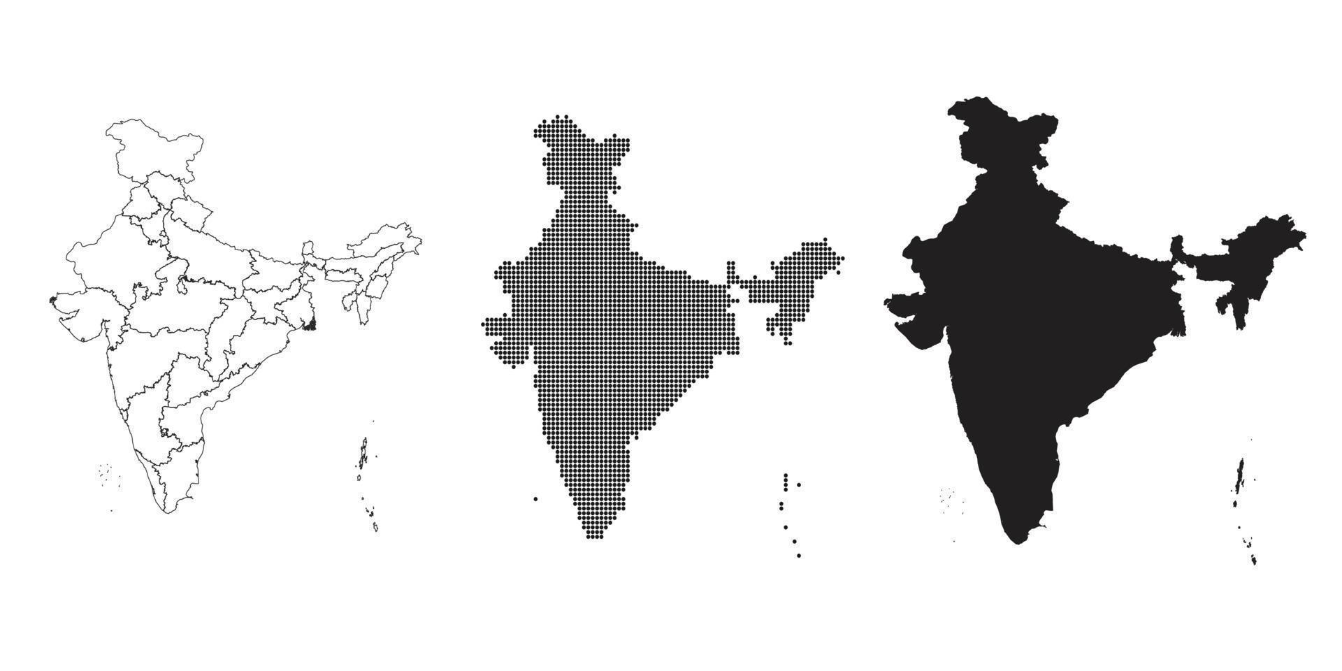 mapa de la india aislado en un fondo blanco. vector