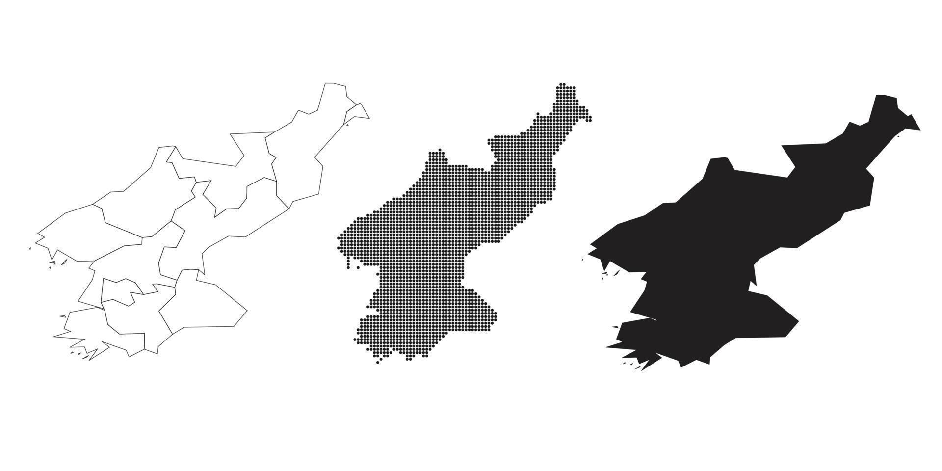 mapa de corea del norte aislado en un fondo blanco. vector