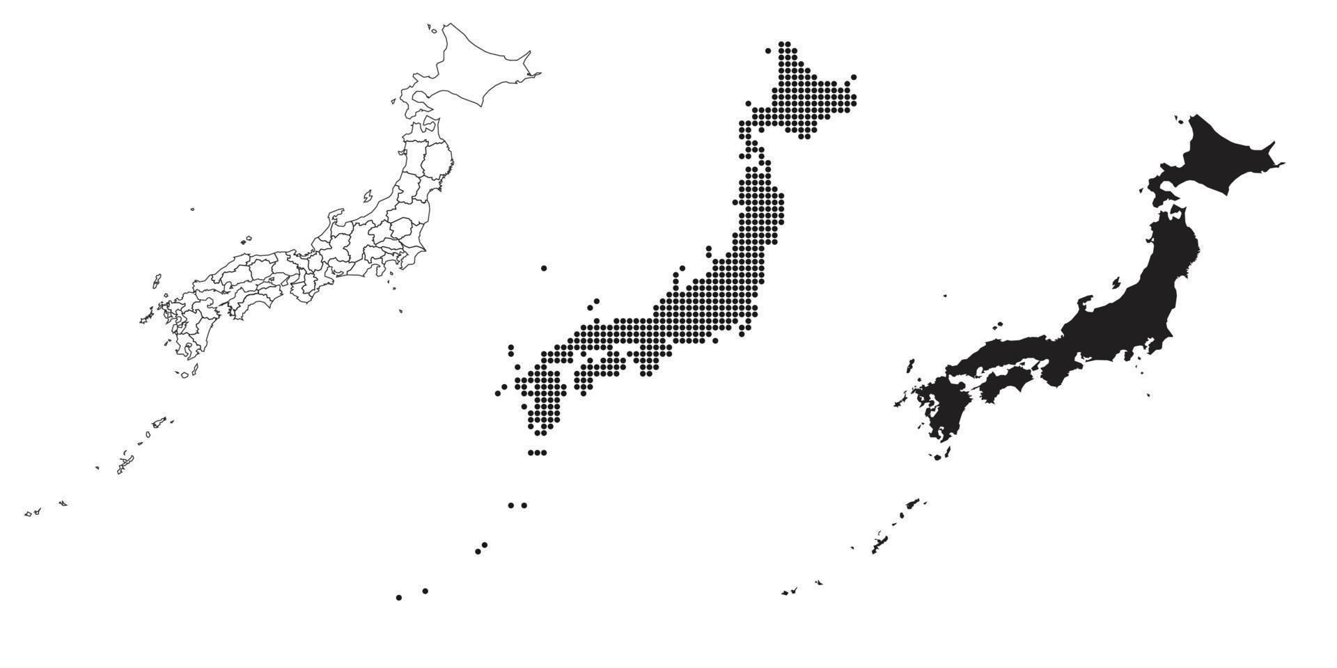 mapa de japón aislado en un fondo blanco. vector