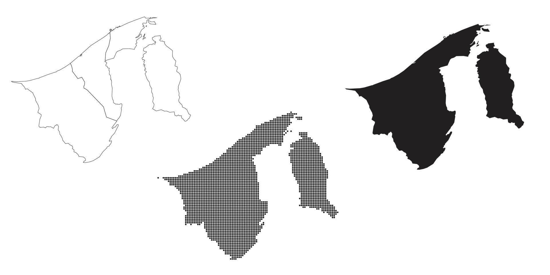 Mapa de Brunéi aislado en un fondo blanco. vector