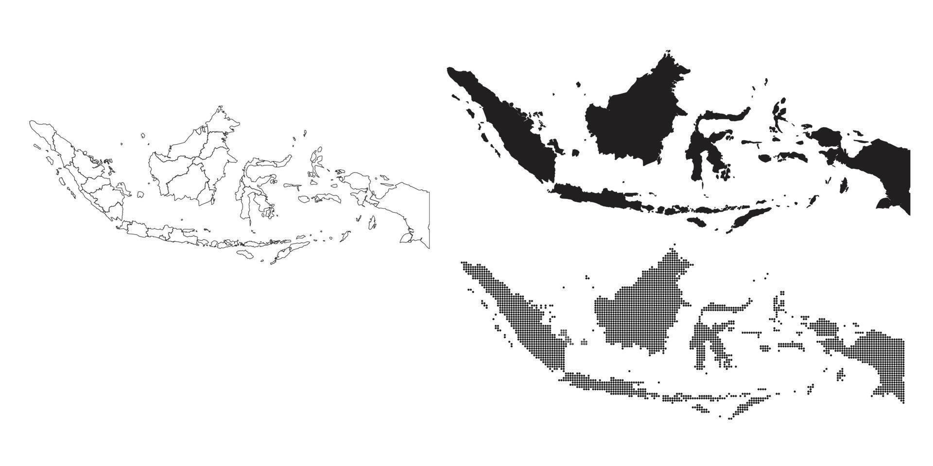 mapa de indonesia aislado en un fondo blanco. vector