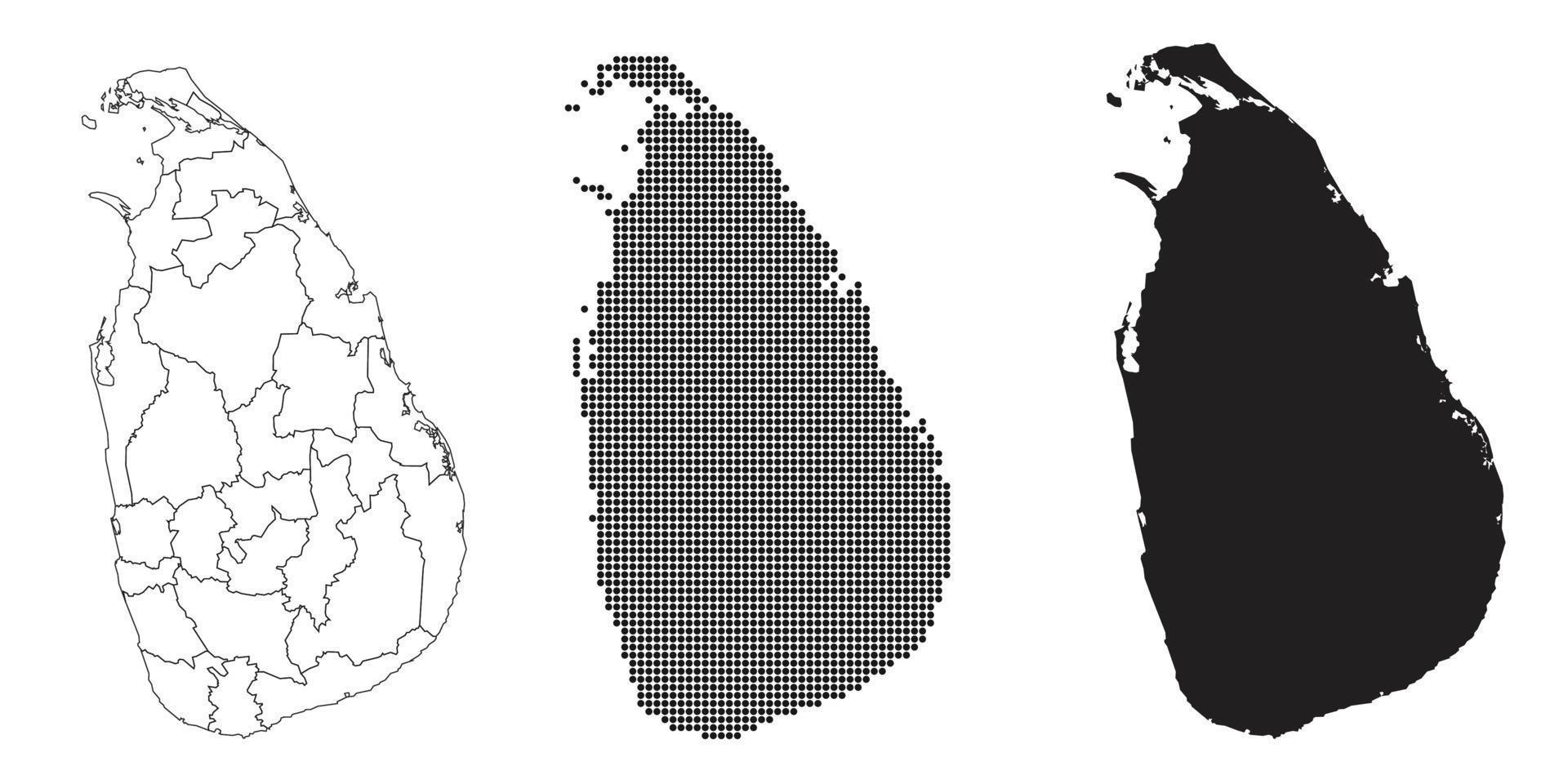 mapa de sri lanka aislado en un fondo blanco. vector