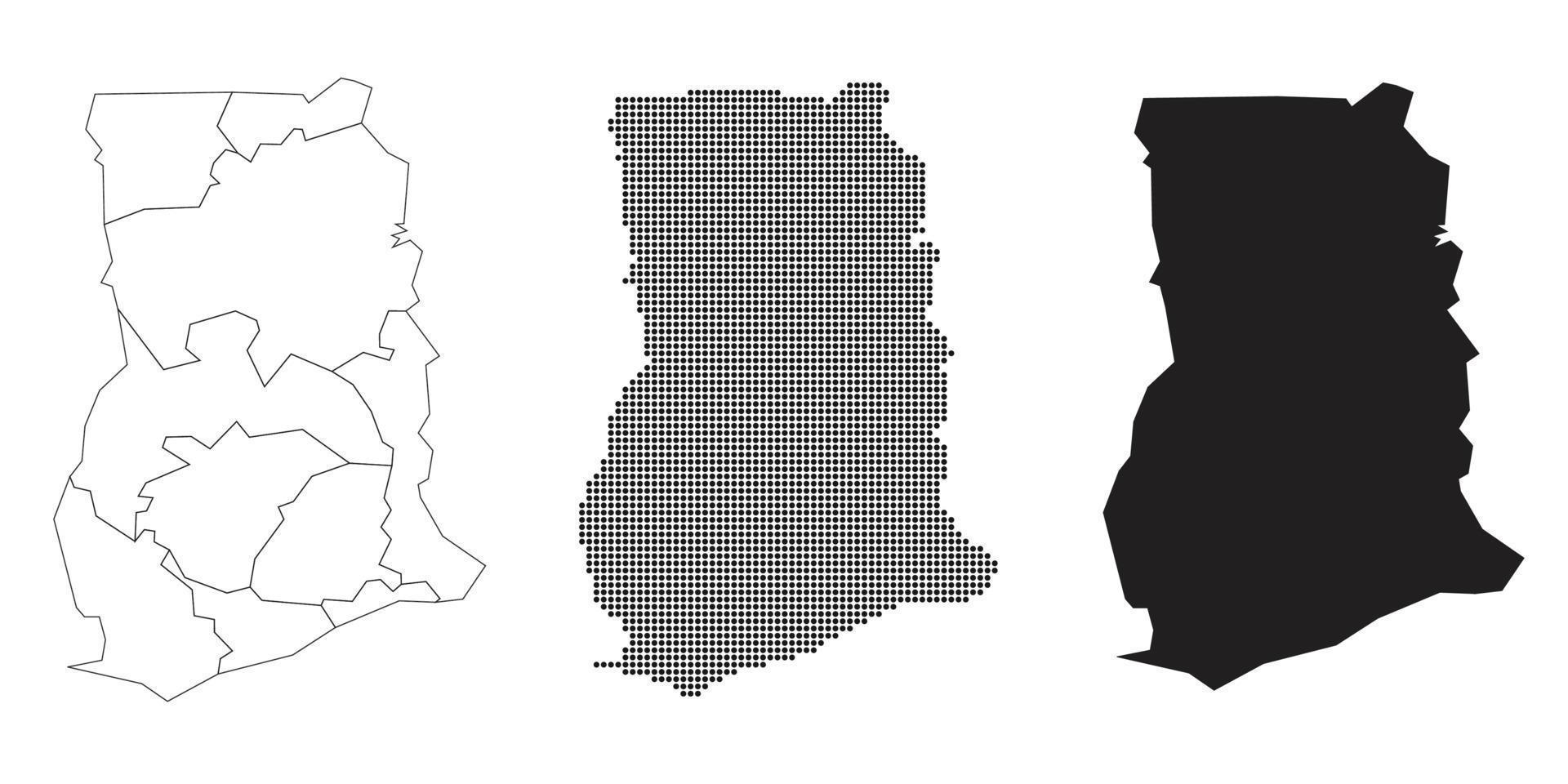 Mapa de Ghana aislado en un fondo blanco. vector