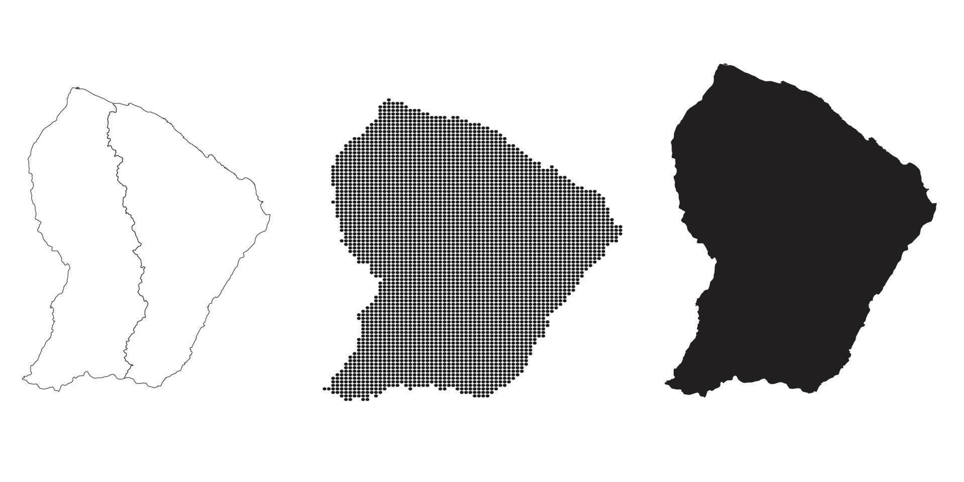 mapa de guian francés aislado en un fondo blanco. vector