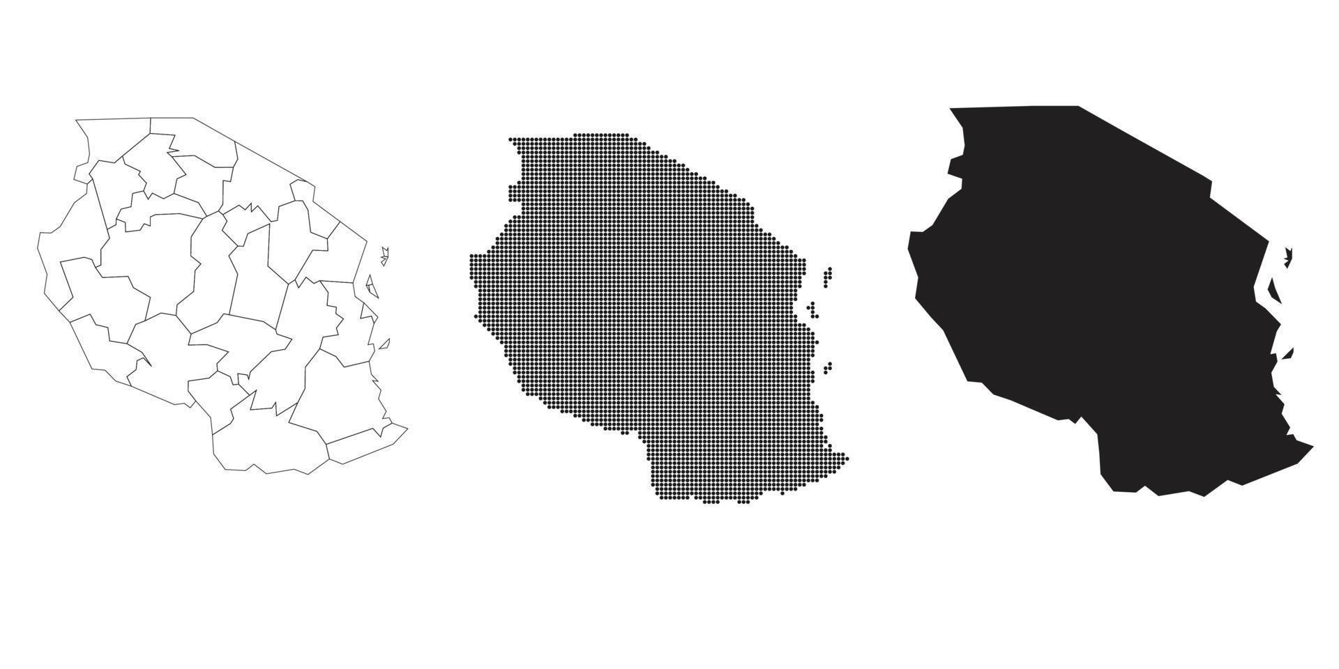 mapa de tanzania aislado en un fondo blanco. vector