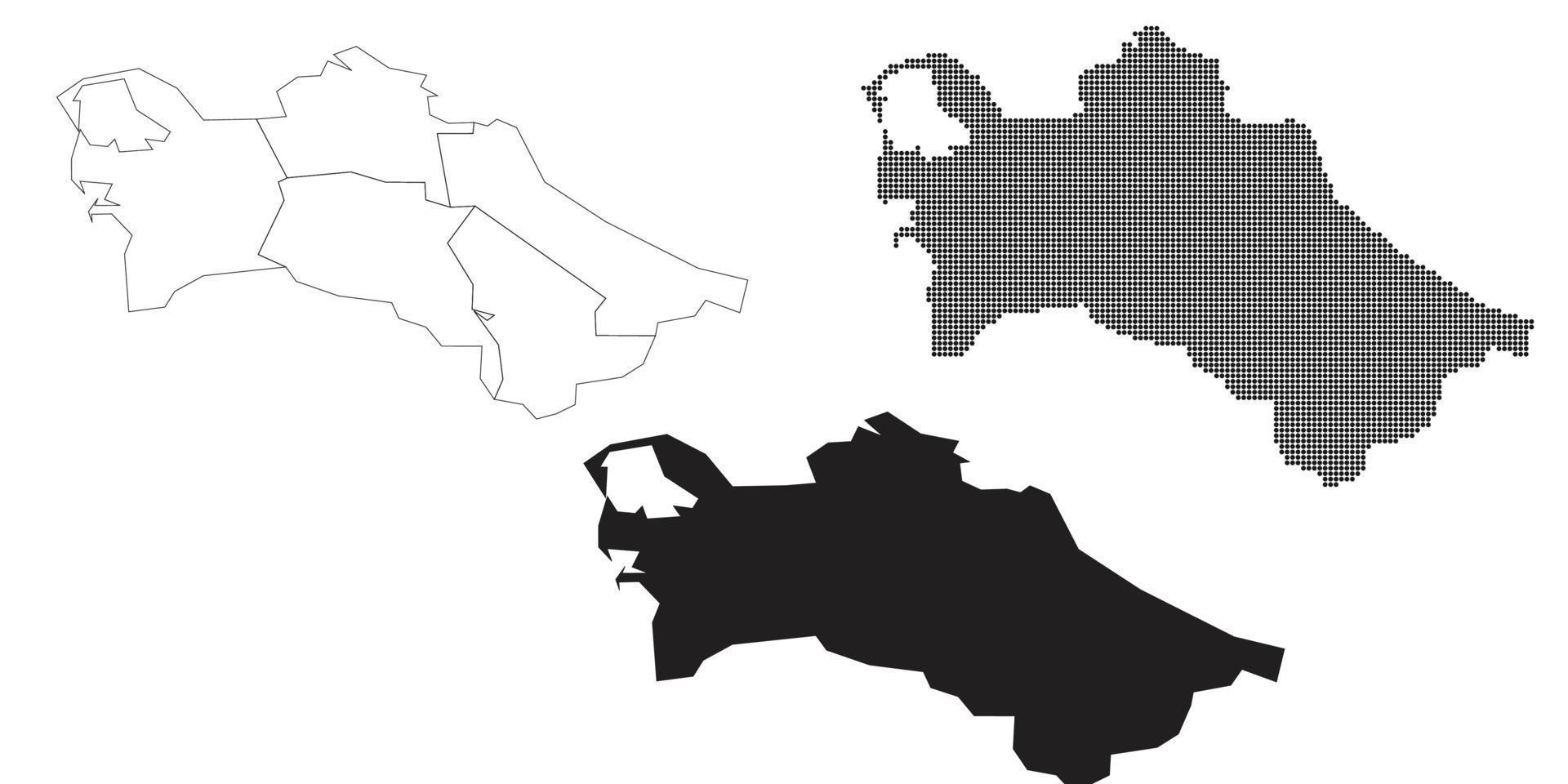 Mapa de Turkmenistán aislado en un fondo blanco. vector