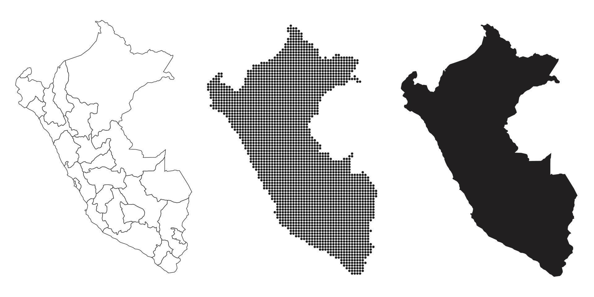 mapa de perú aislado en un fondo blanco. vector