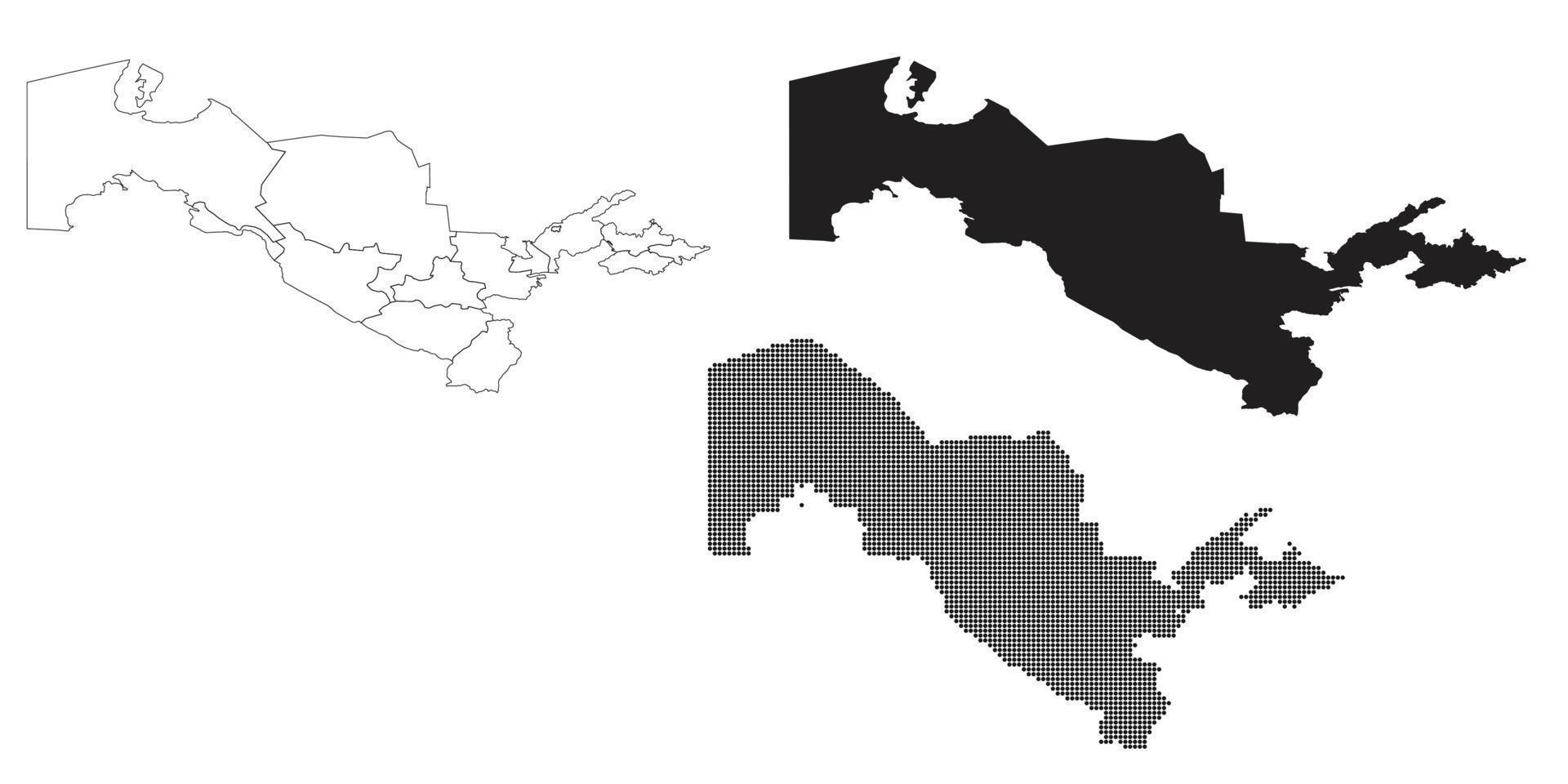 Mapa de Uzbekistán aislado en un fondo blanco. vector