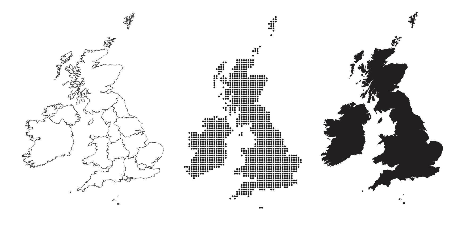 mapa del reino unido aislado en un fondo blanco. vector