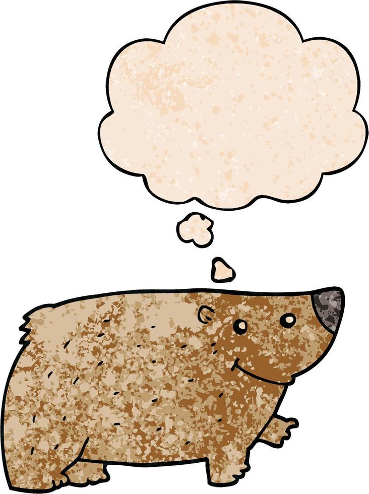 cartoon bear and thought bubble in grunge texture pattern style vector