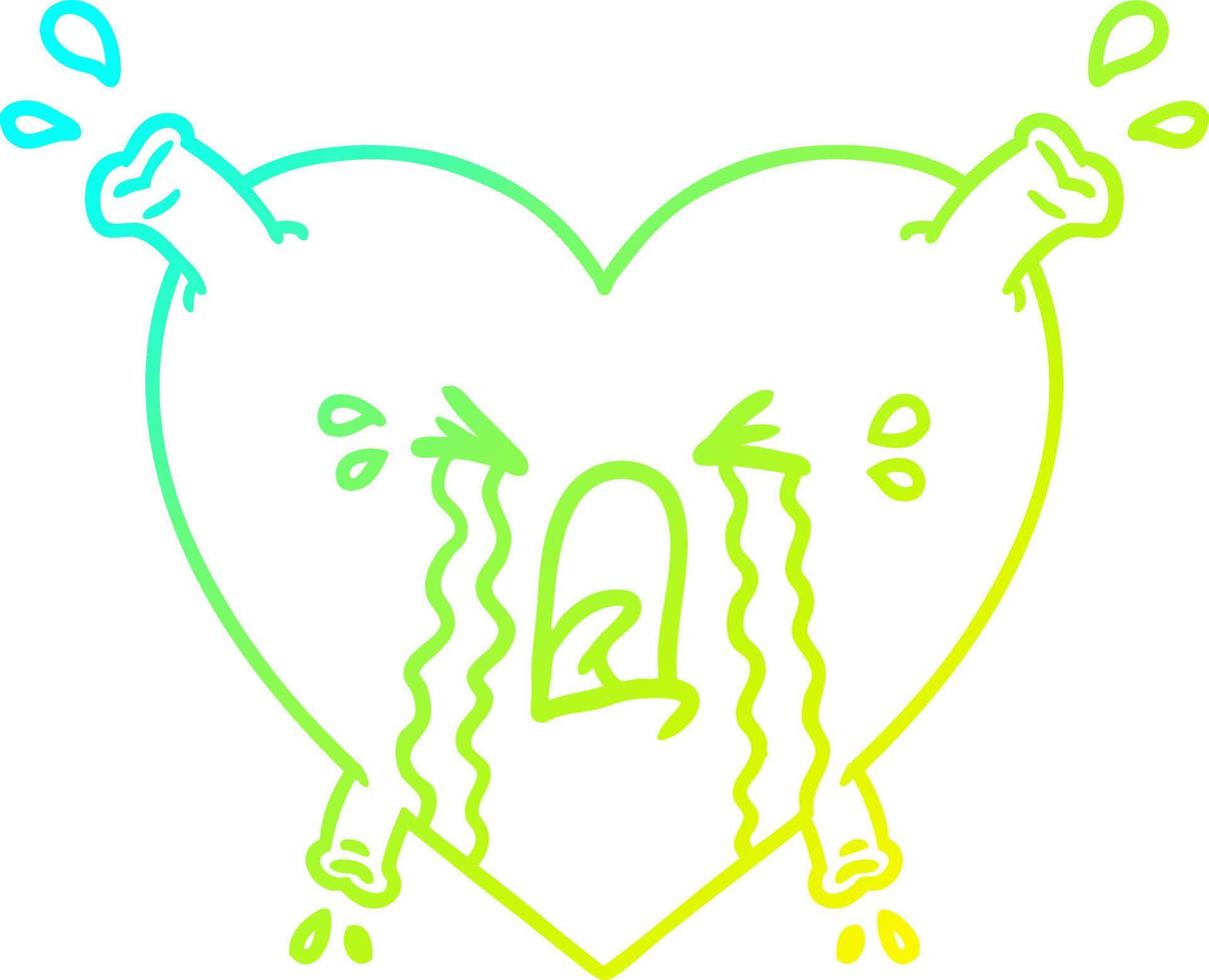 cold gradient line drawing cartoon heart vector