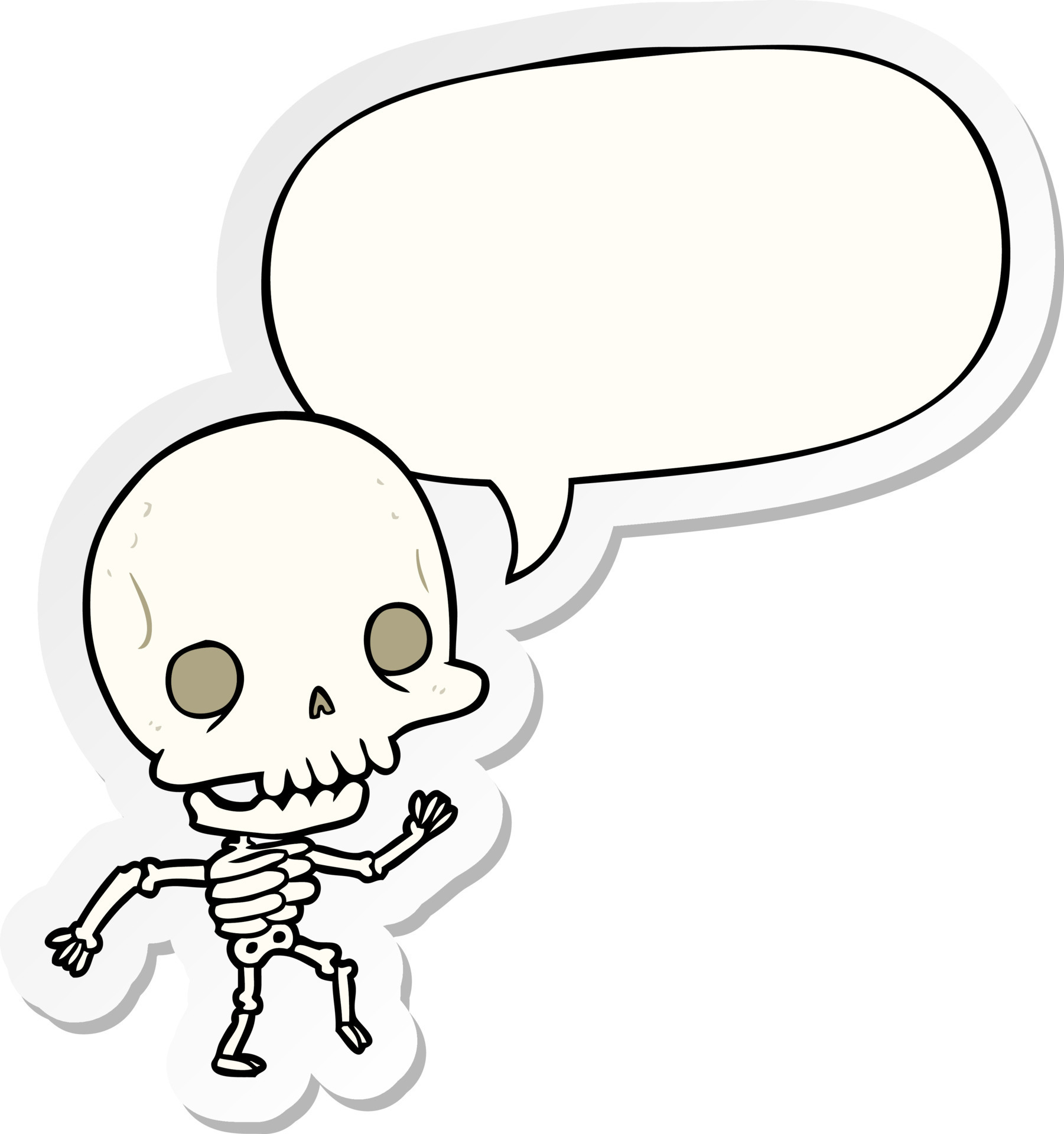 cute cartoon dancing skeleton and speech bubble sticker 8694975 Vector Art  at Vecteezy