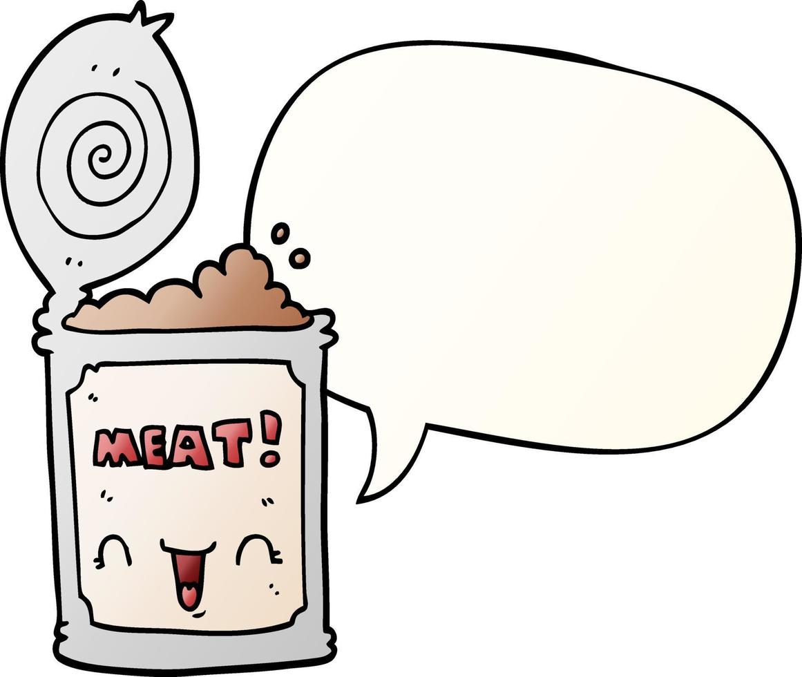 cartoon canned meat and speech bubble in smooth gradient style vector