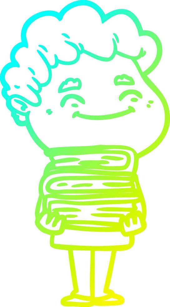 cold gradient line drawing cartoon friendly man vector