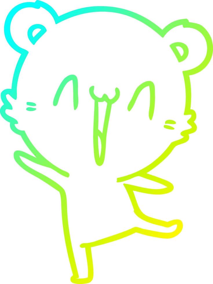 cold gradient line drawing happy bear cartoon vector