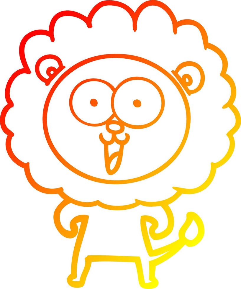 warm gradient line drawing happy cartoon lion vector