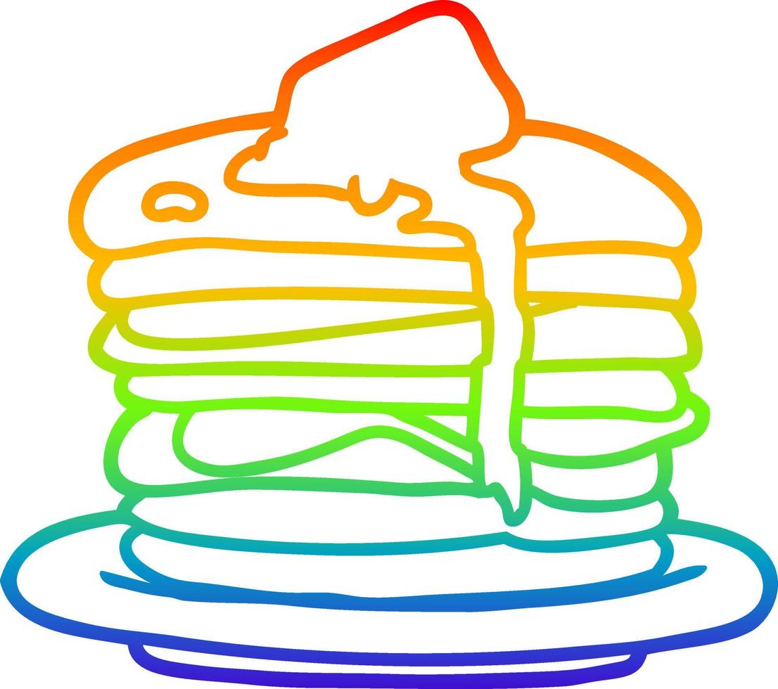 rainbow gradient line drawing stack of pancakes vector