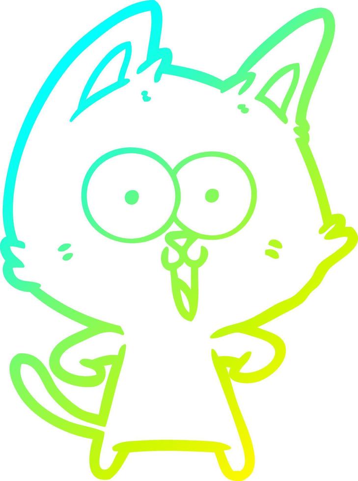 cold gradient line drawing funny cartoon cat vector