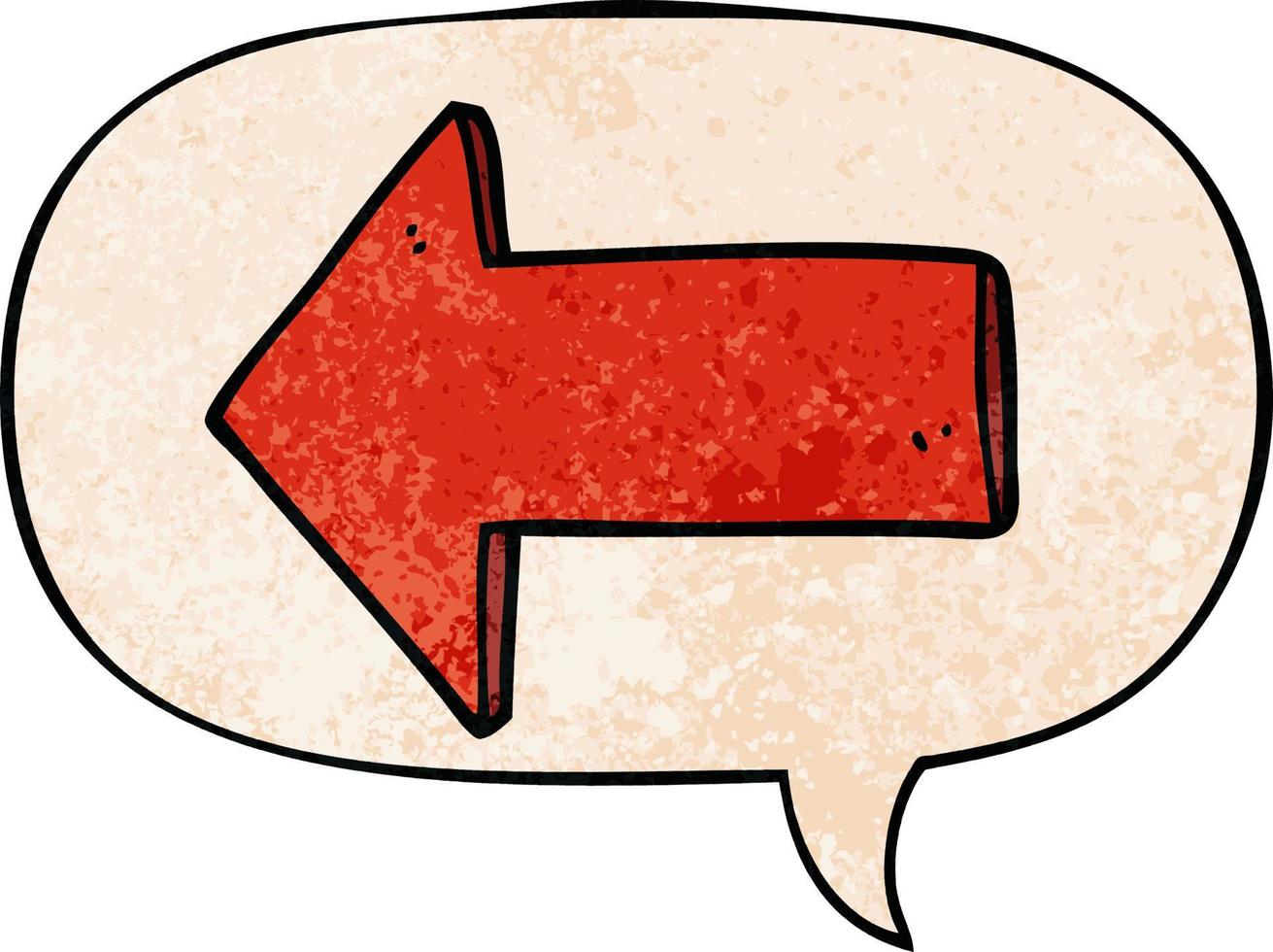 cartoon arrow and speech bubble in retro texture style vector