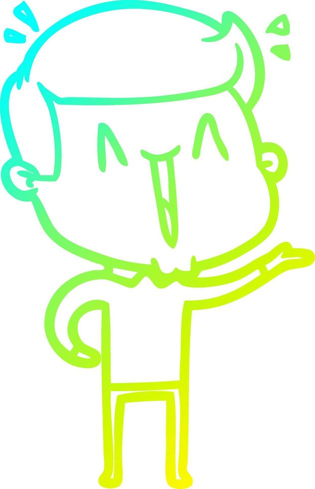cold gradient line drawing cartoon excited man vector