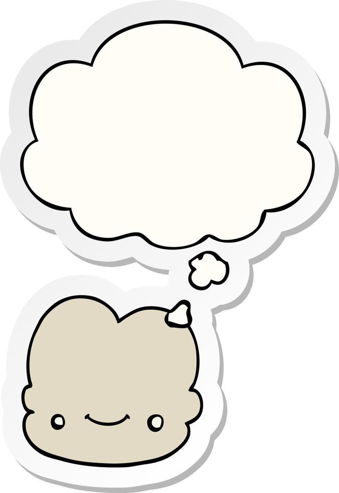 cartoon cloud and thought bubble as a printed sticker vector