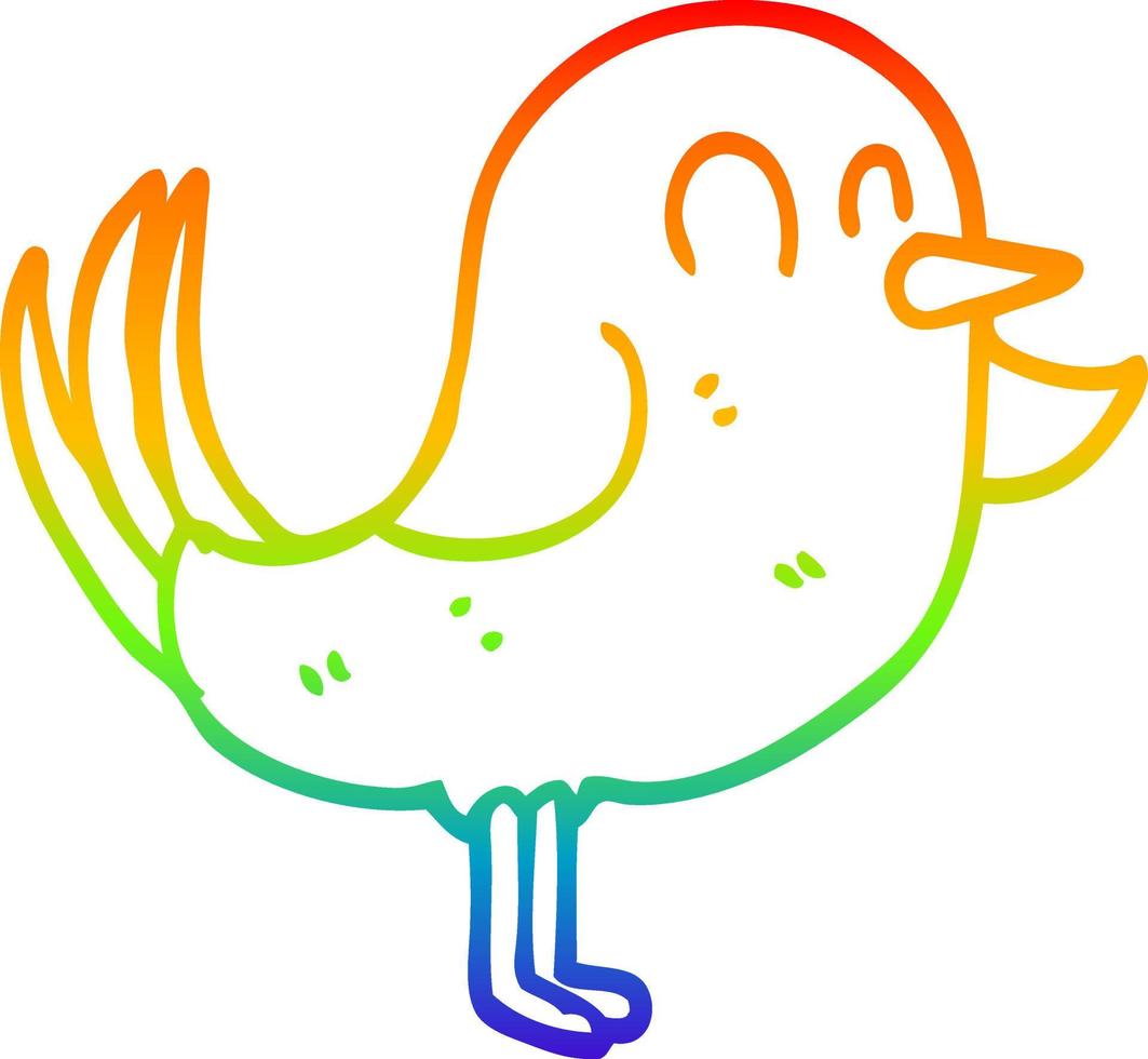 rainbow gradient line drawing cartoon bird pointing vector