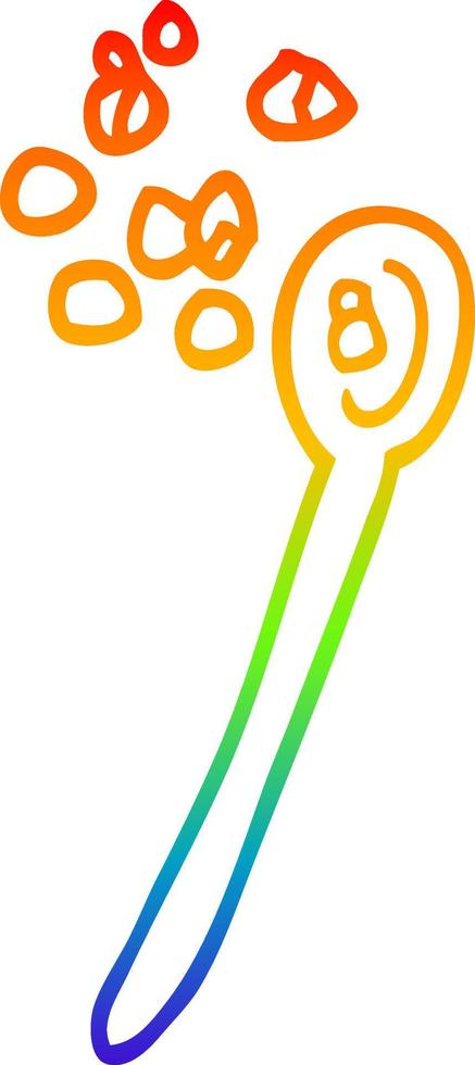 rainbow gradient line drawing cartoon cereal on a spoon vector