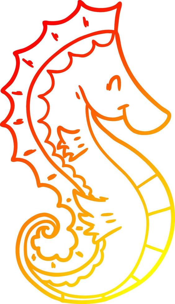 warm gradient line drawing cartoon sea horse vector