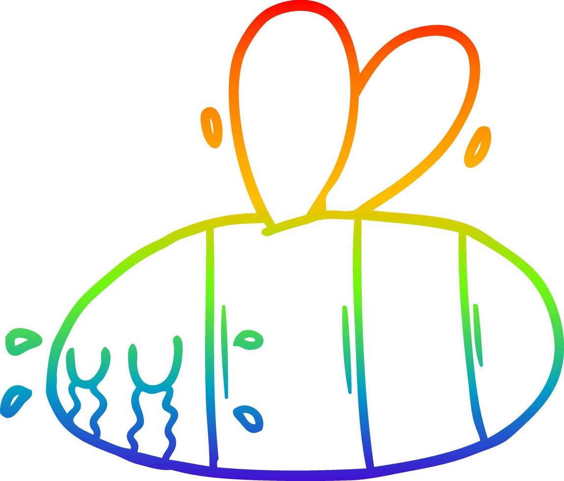 rainbow gradient line drawing cartoon crying bee vector