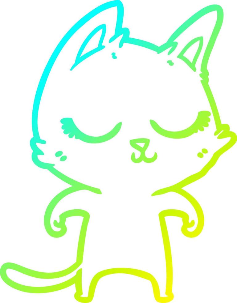 cold gradient line drawing calm cartoon cat vector