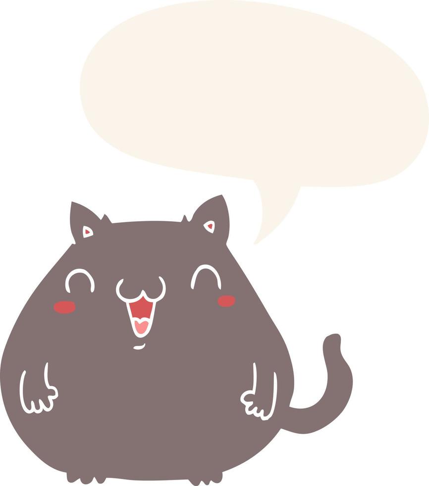 cartoon cat and speech bubble in retro style vector