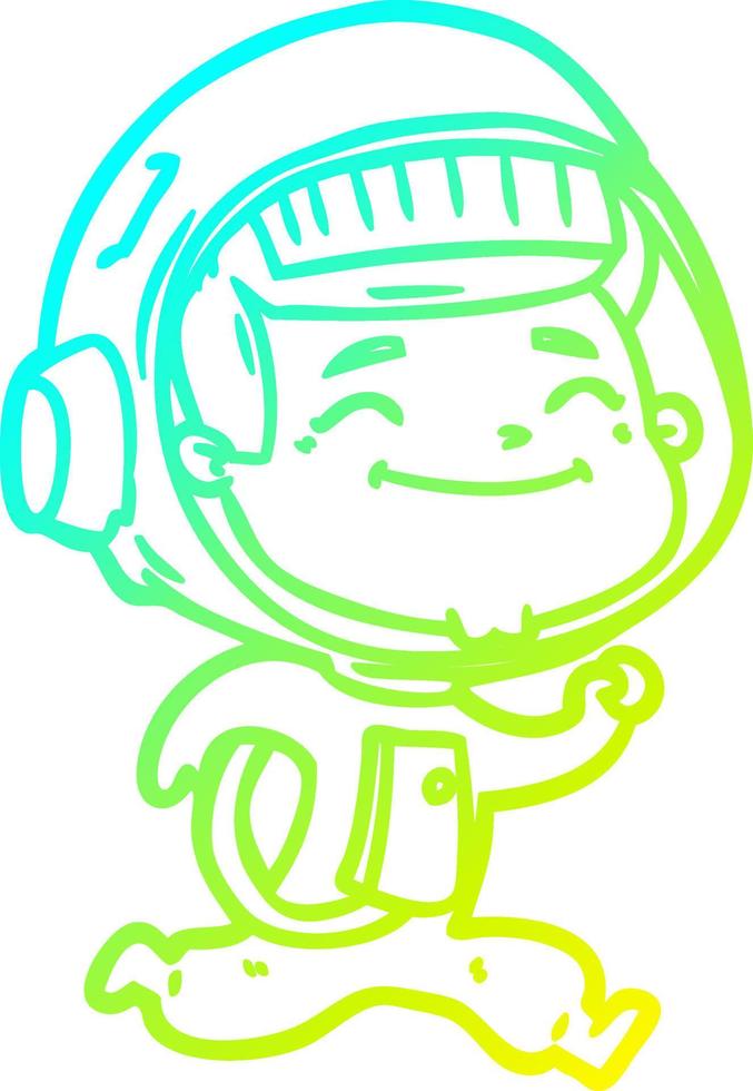 cold gradient line drawing happy cartoon astronaut vector
