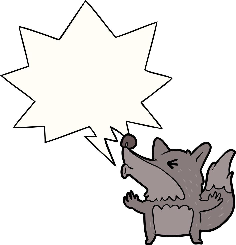 cartoon halloween werewolf howling and speech bubble vector