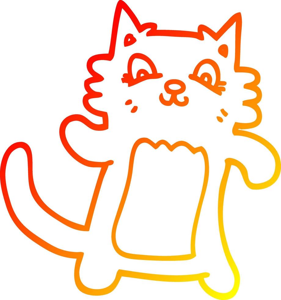 warm gradient line drawing cartoon dancing cat vector