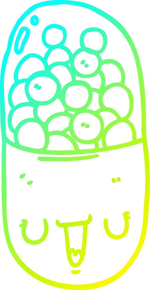 cold gradient line drawing cartoon medical pill vector