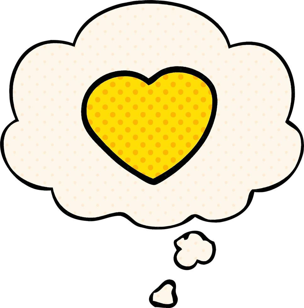 cartoon love heart and thought bubble in comic book style vector